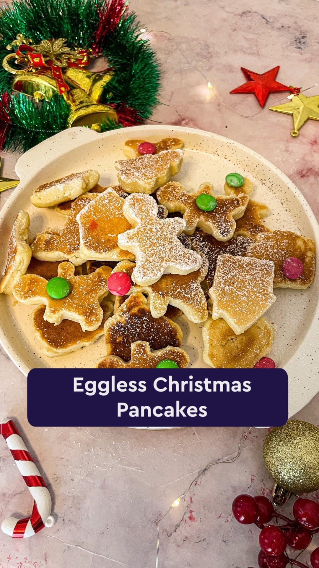 Eggless Christmas Pancakes