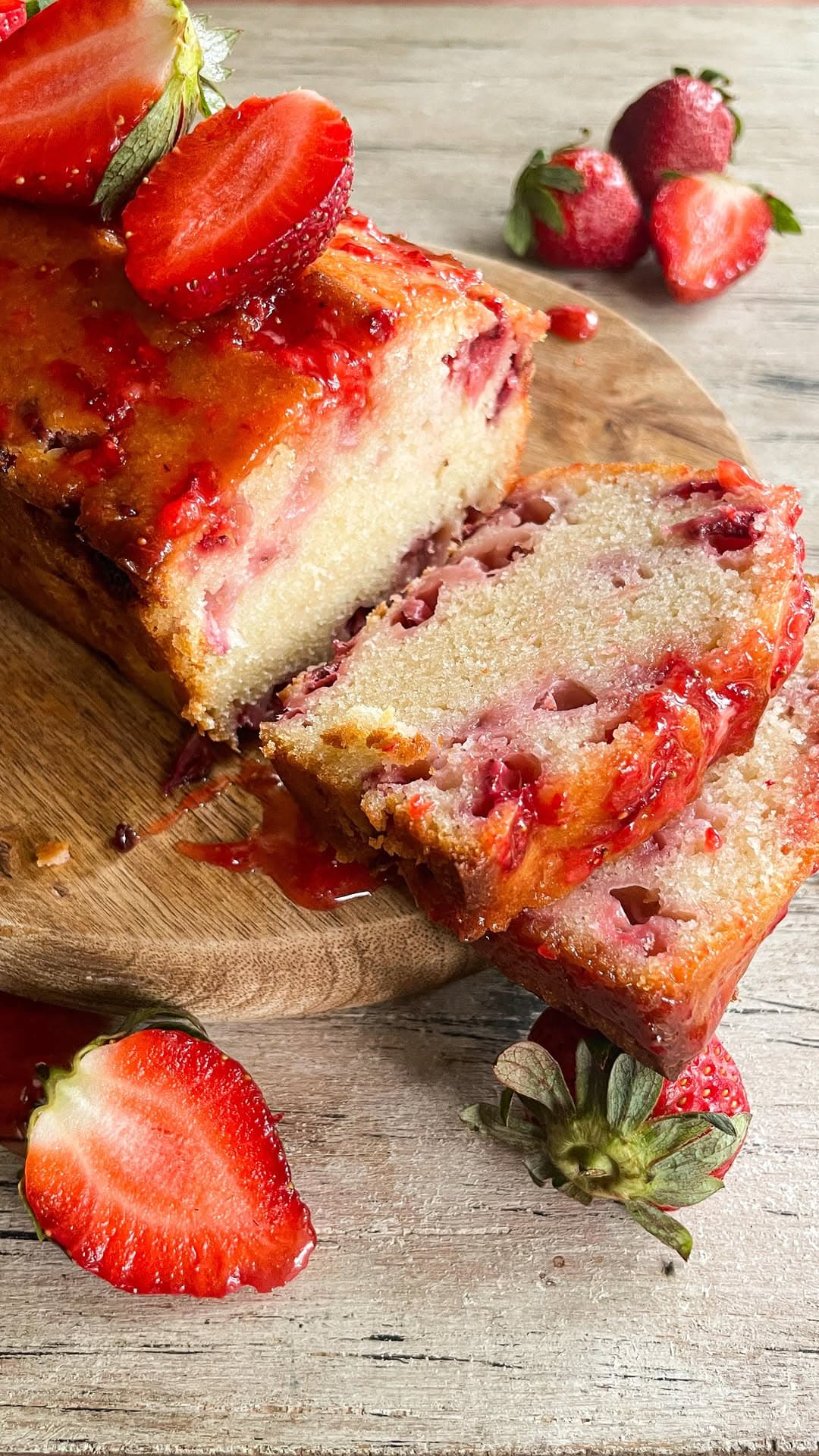 Eggless Strawberry Loaf Cake